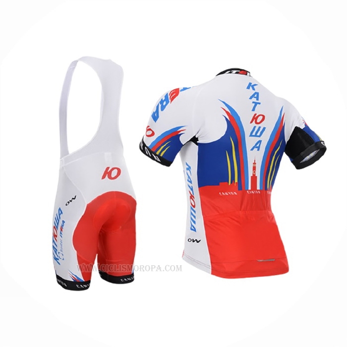 2015 Ropa Ciclismo Katusha Blanco Rojo Mangas Corta y Culotte Corto